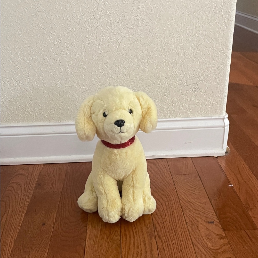 Plush Dog Toy with sparkly Red Collar